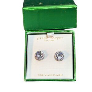 Paige Harper NIB Silver Plated Cubic Zirconia Halo Earrings